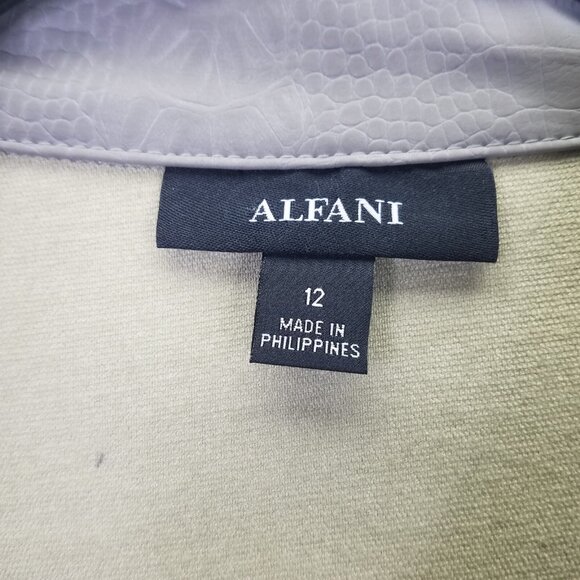 ALFANI Maxi Dress Women's 12 Gray Faux Leather Short Sleeve Belted Button Up NWT - Picture 3 of 16